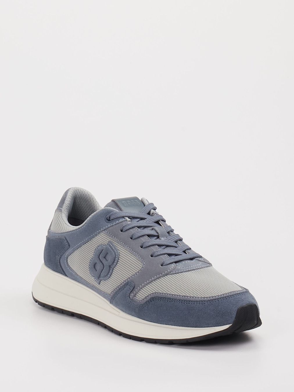 Boss – Sneaker aus Mesh und Veloursleder stahlblau