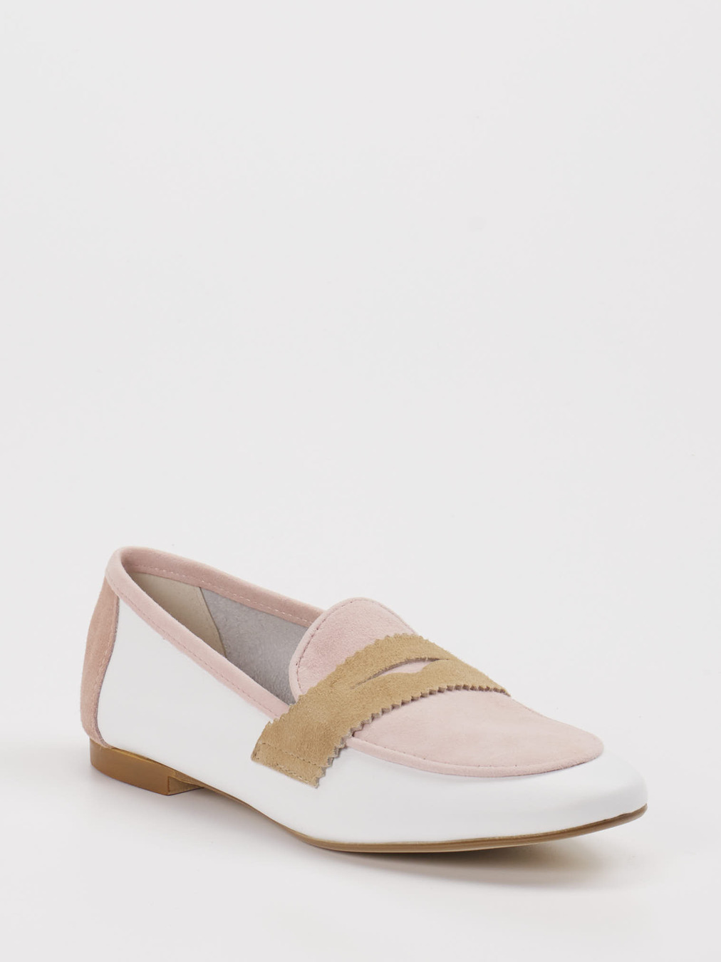 Andrea Puccini – Loafer aus Velour und Leder Weiß