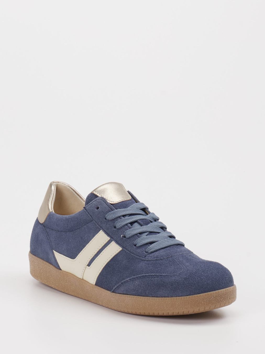 Gabor – Retro-Sneaker aus Velourleder jeansblau