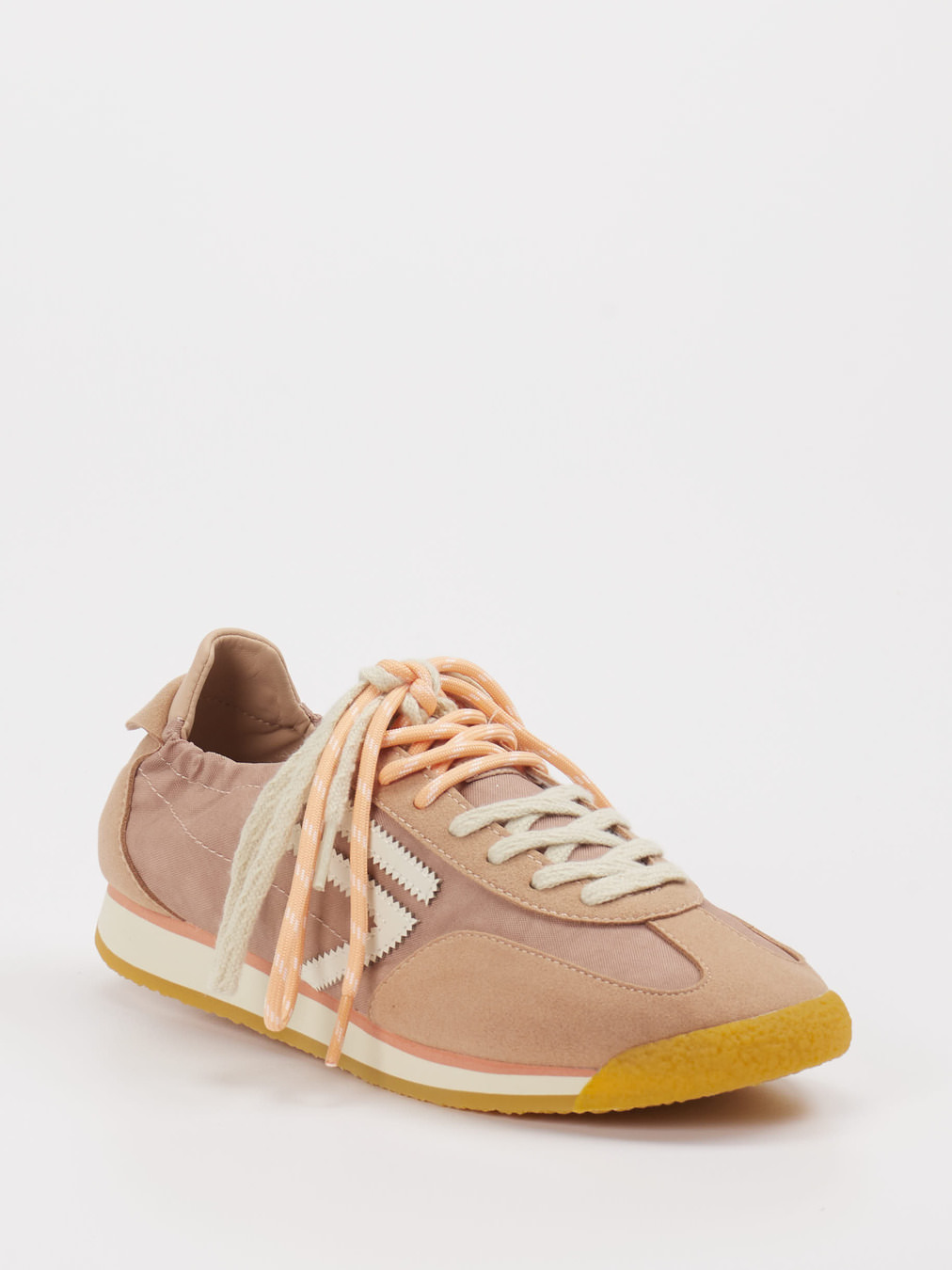 Puraai – Retro-Sneaker aus Velour/Textil altrosa