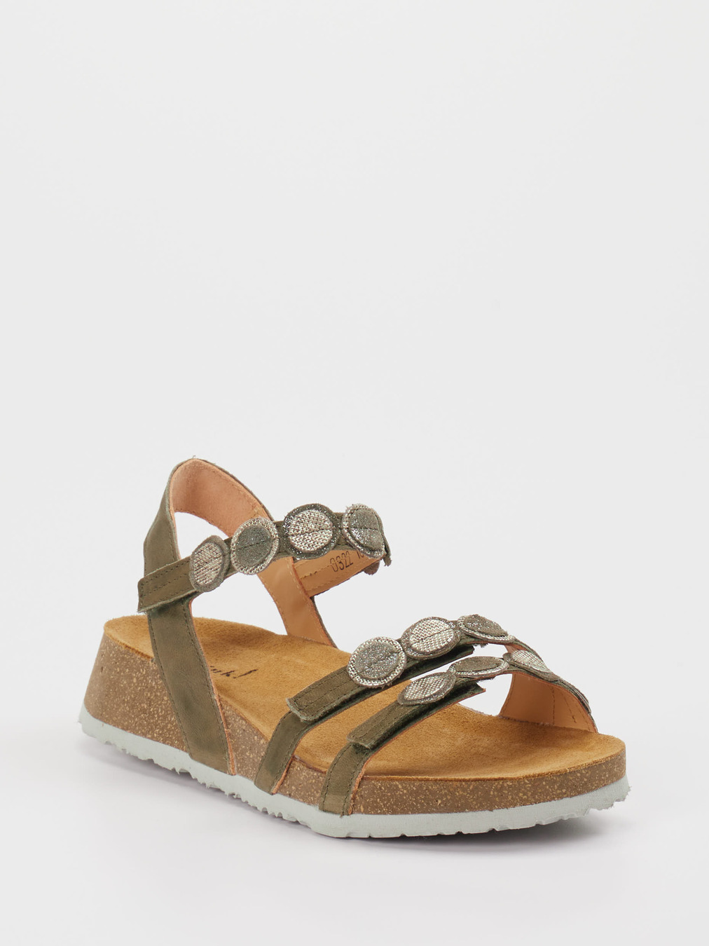 Think – Sandalen aus Ziegenleder in Olivgrün