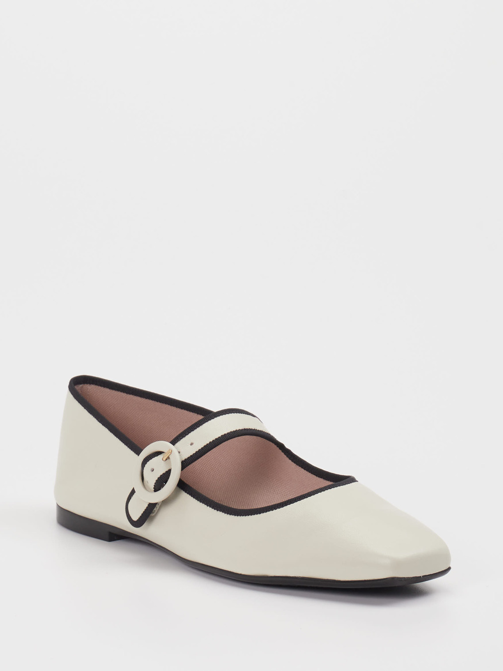 Pretty Ballerinas – Mary Jane Flats aus Glattleder Cremeweiß