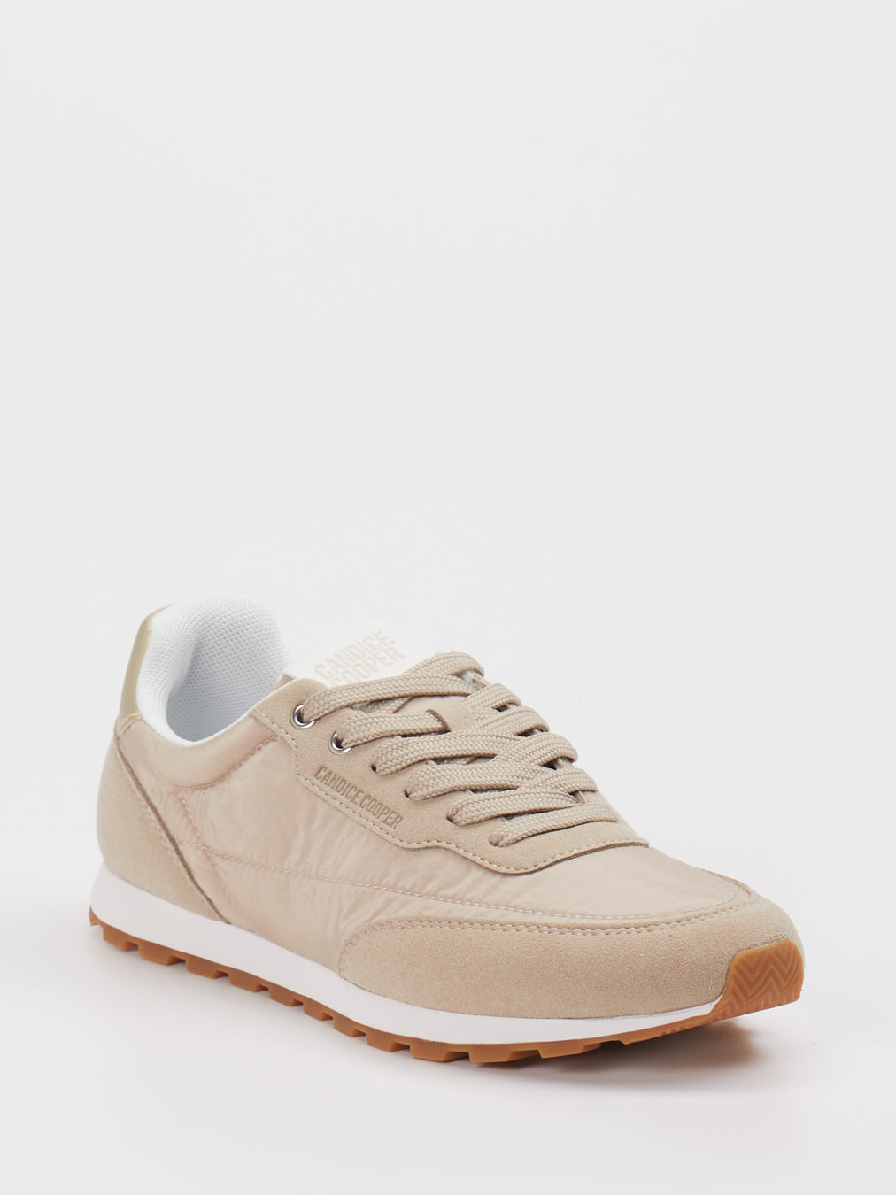 Candice Cooper – Retro-Sneaker aus Velour/Textil Beige