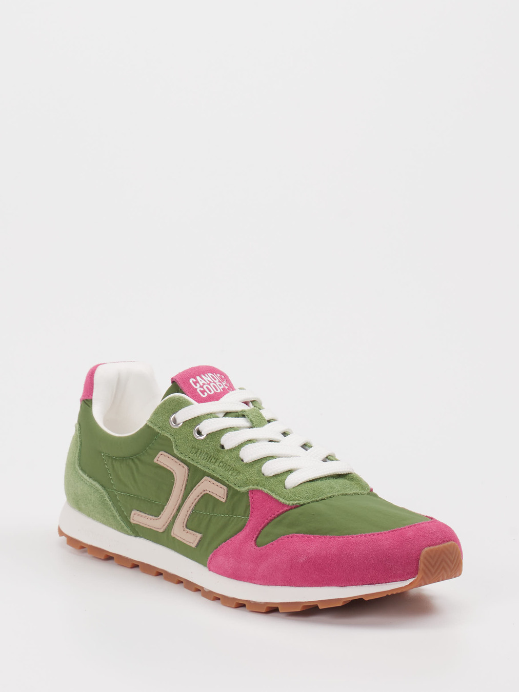 Candice Cooper – Retro-Sneaker aus Veloursleder Olivgrün