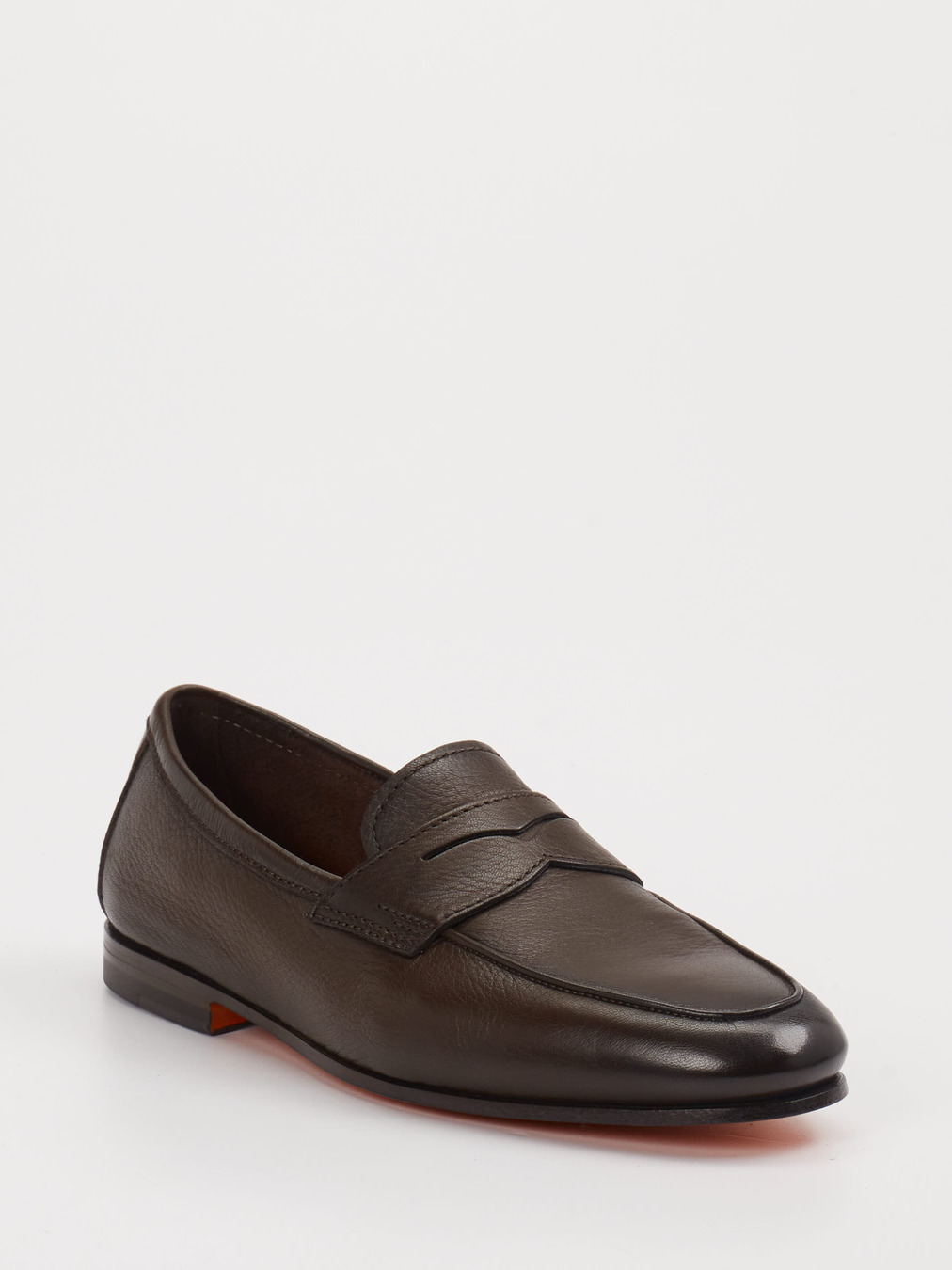 Santoni – Penny Loafer aus Kalbleder Dunkelbraun