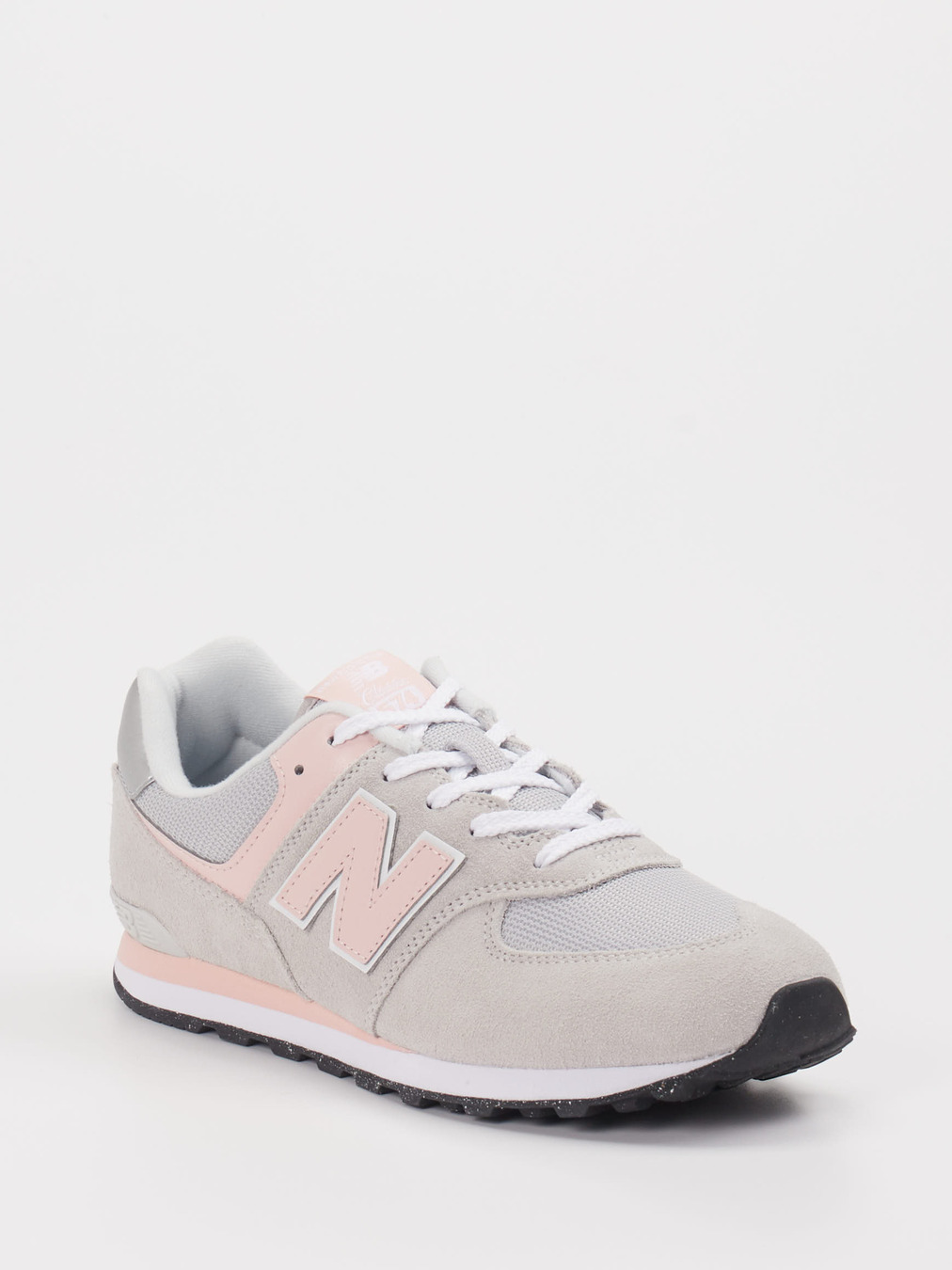 New Balance – Sneaker aus Textil und Veloursleder hellgrau