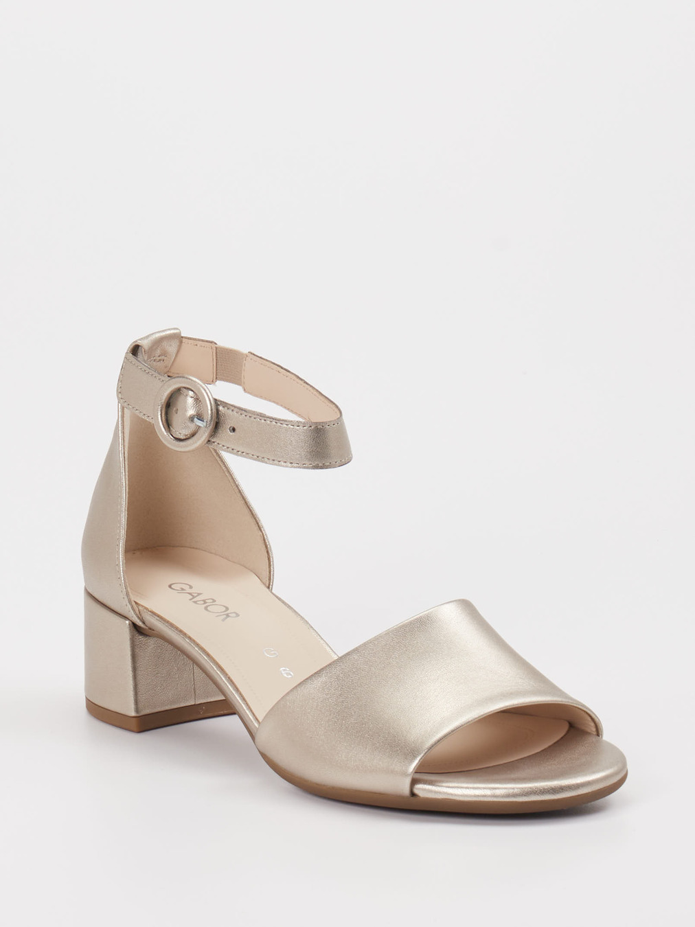 Gabor Comfort – Sandalen aus Metallicleder champagnerfarben