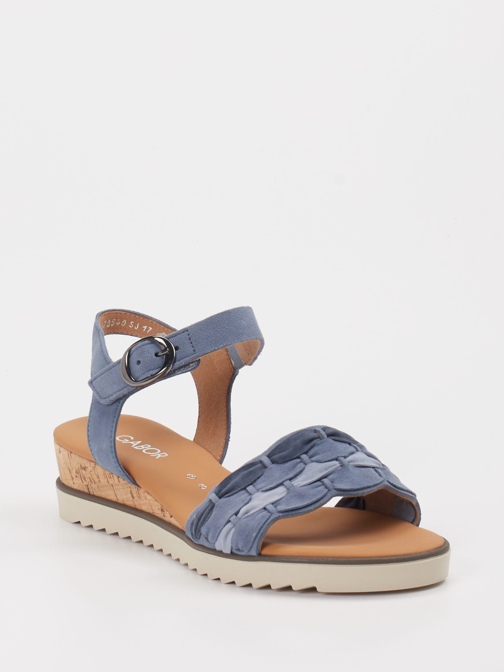 Gabor Comfort – Keilsandaletten aus Veloursleder blau