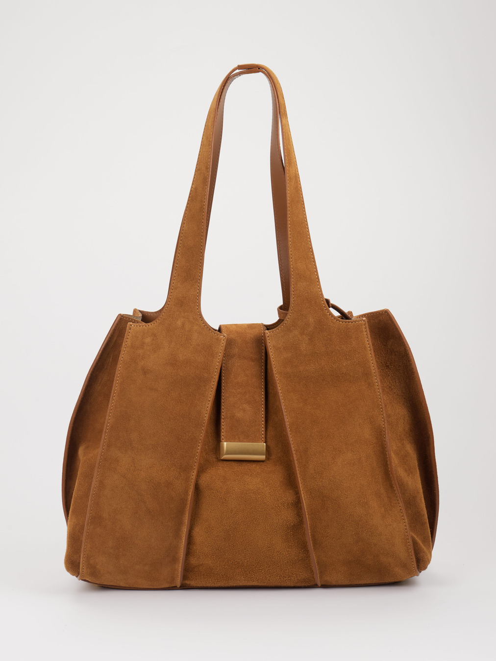 Konstantin Starke – Schultertasche aus Veloursleder cognac