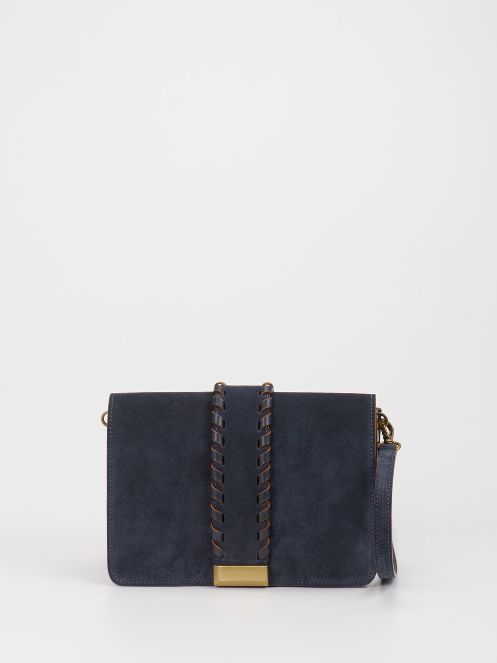 Konstantin Starke – Schultertasche aus Veloursleder Dunkelblau