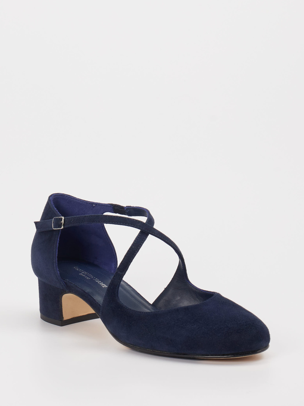 Konstantin Starke – Riemchenpumps aus Veloursleder marineblau