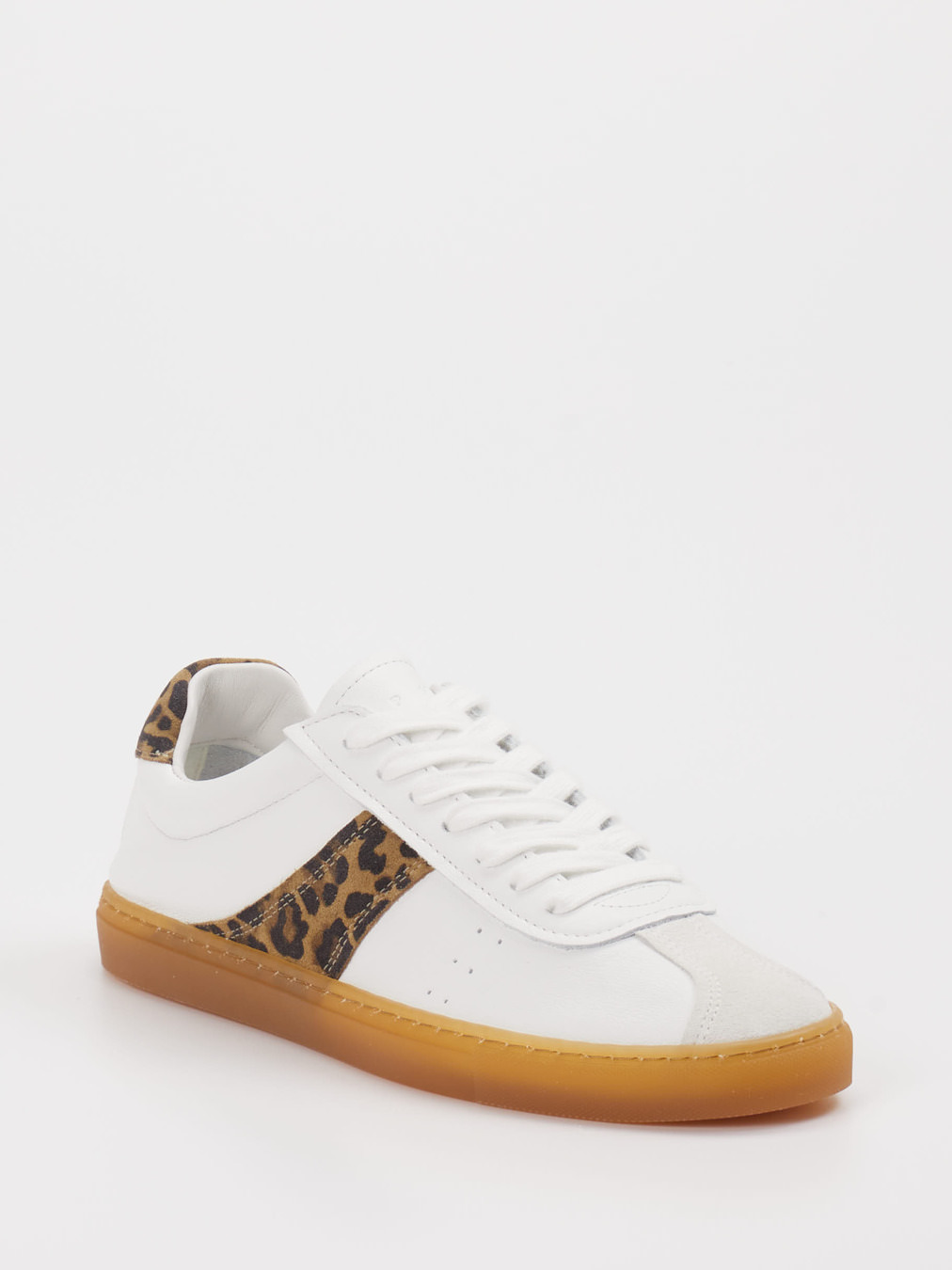 Copenhagen – Sneaker aus Leder in Weiß mit Leoprint