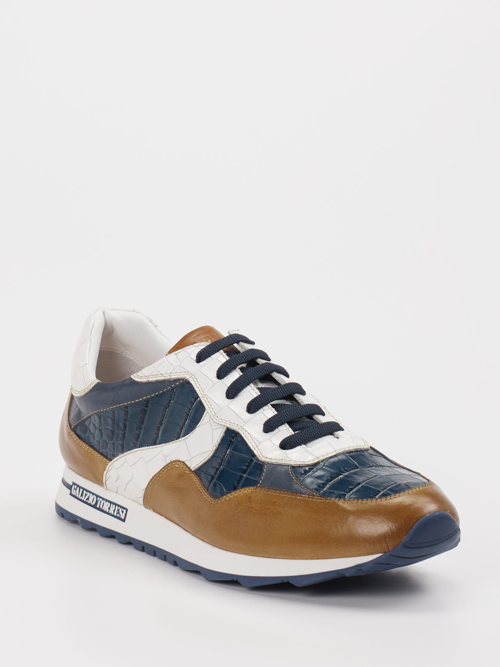Galizio Torresi – Sneaker aus geprägtem Leder Cognac