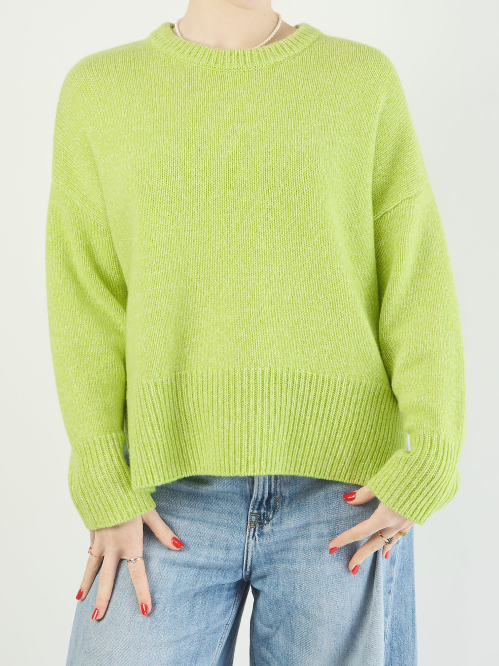 FLONA – Strickpullover aus Wollmix in Apfelgrün