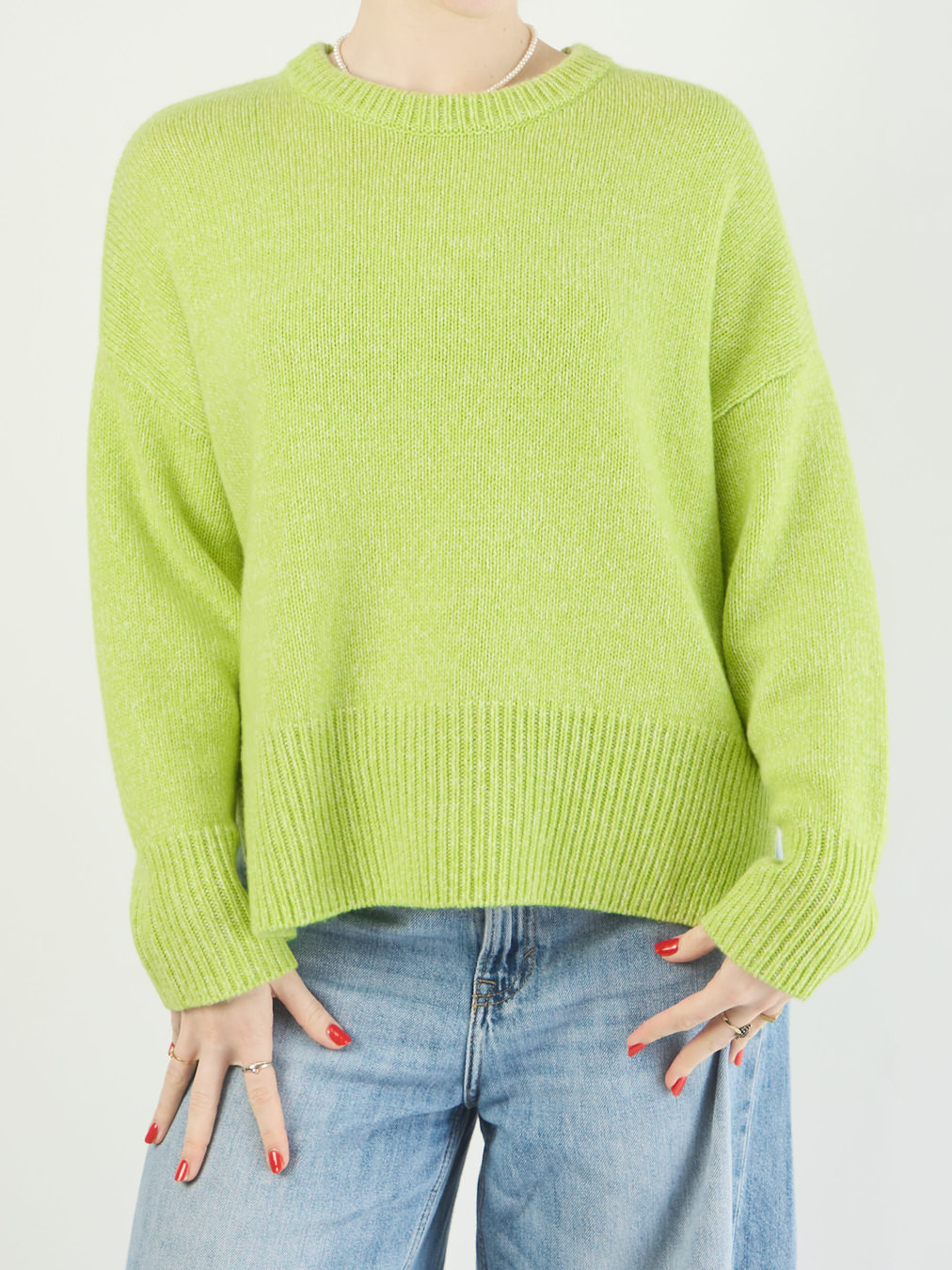 FLONA – Strickpullover aus Wollmix in Apfelgrün