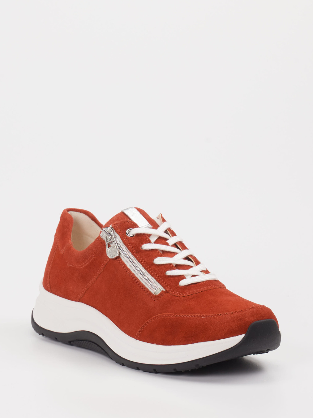 Ganter – Komfort-Sneaker aus Veloursleder ziegelrot