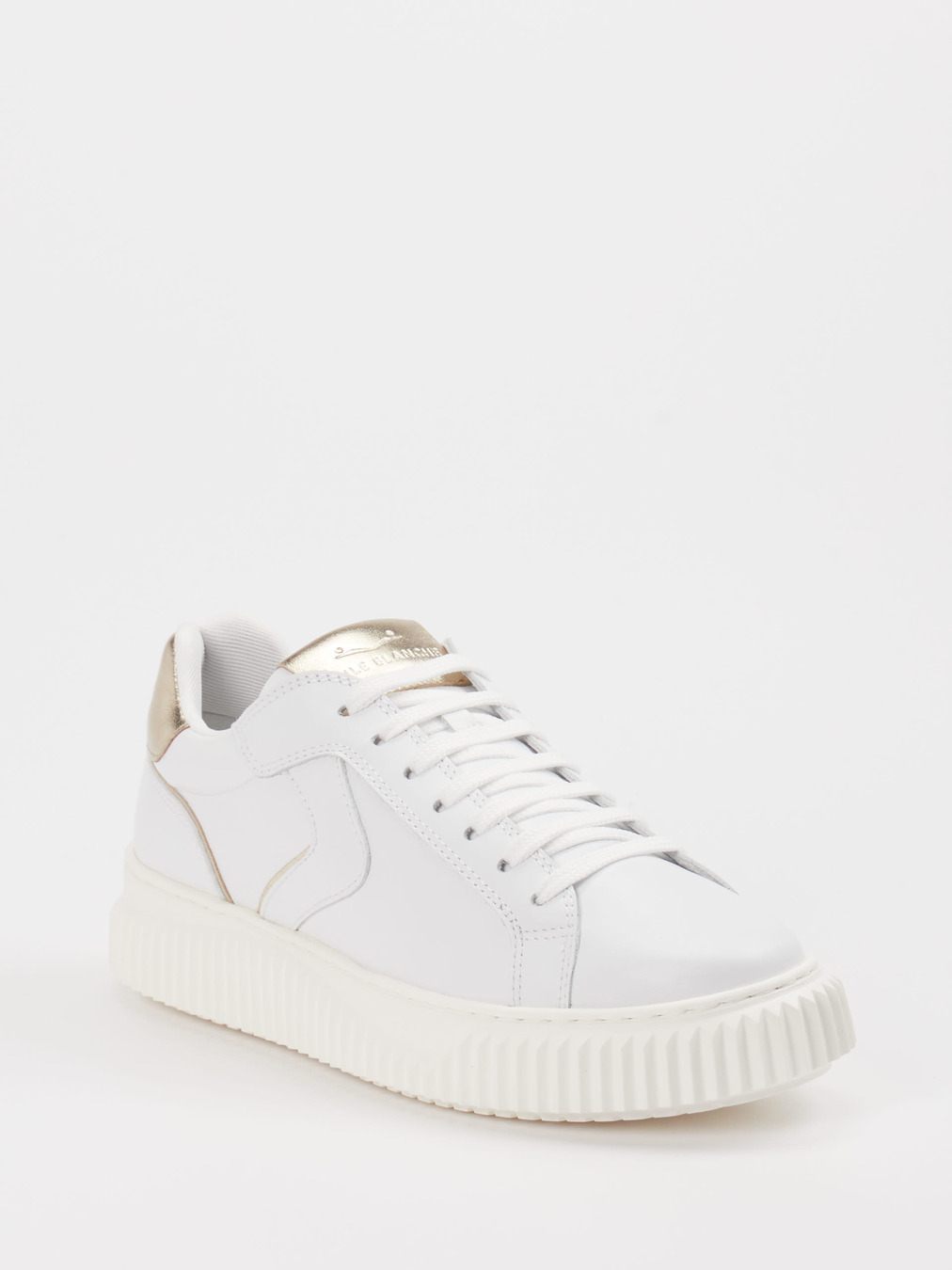 Voile Blanche – Sneaker aus Kalbleder in Weiß mit Gold