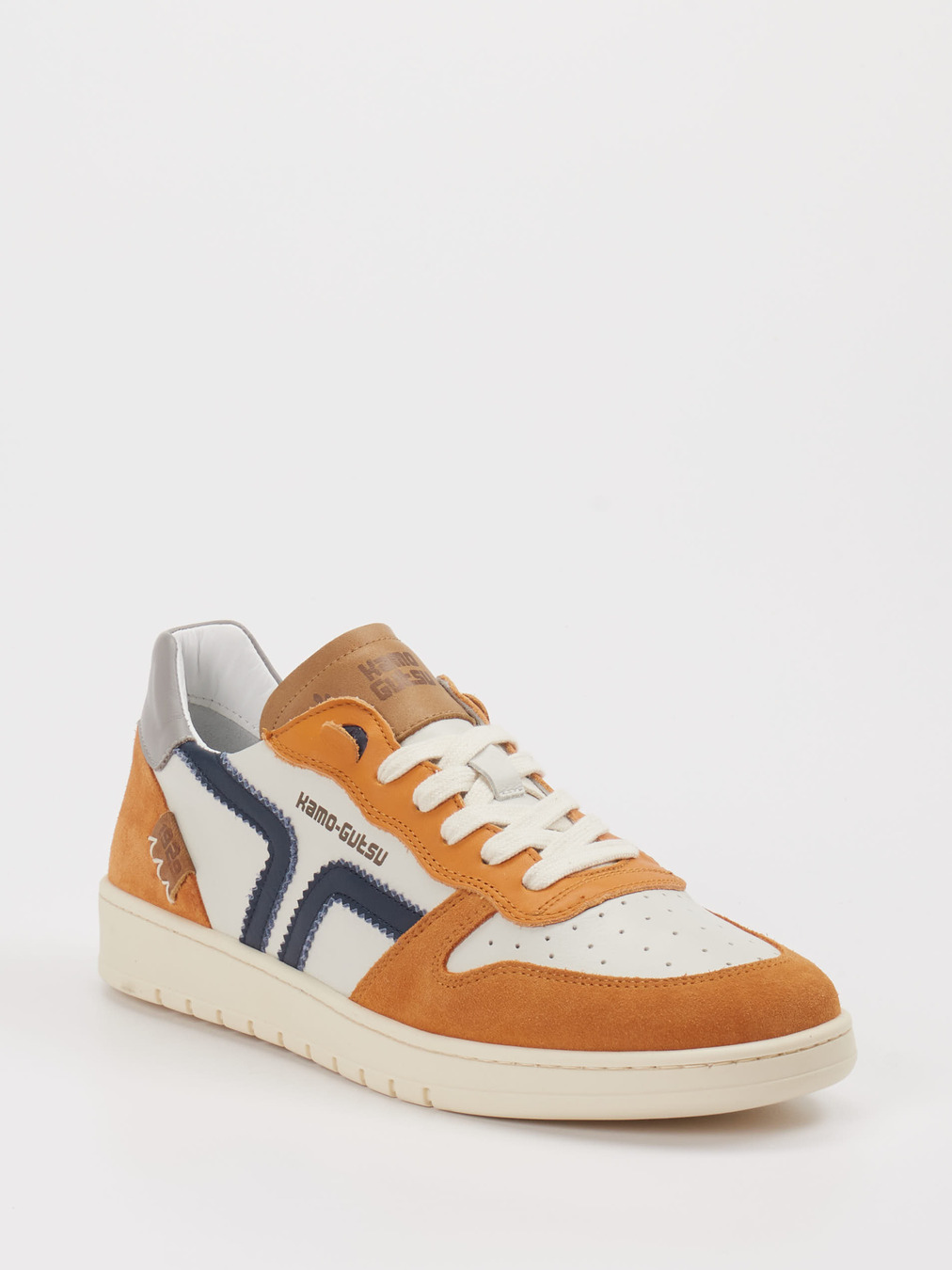 Kamo Gutsu – Sneaker aus Velour/Leder Cremeweiß