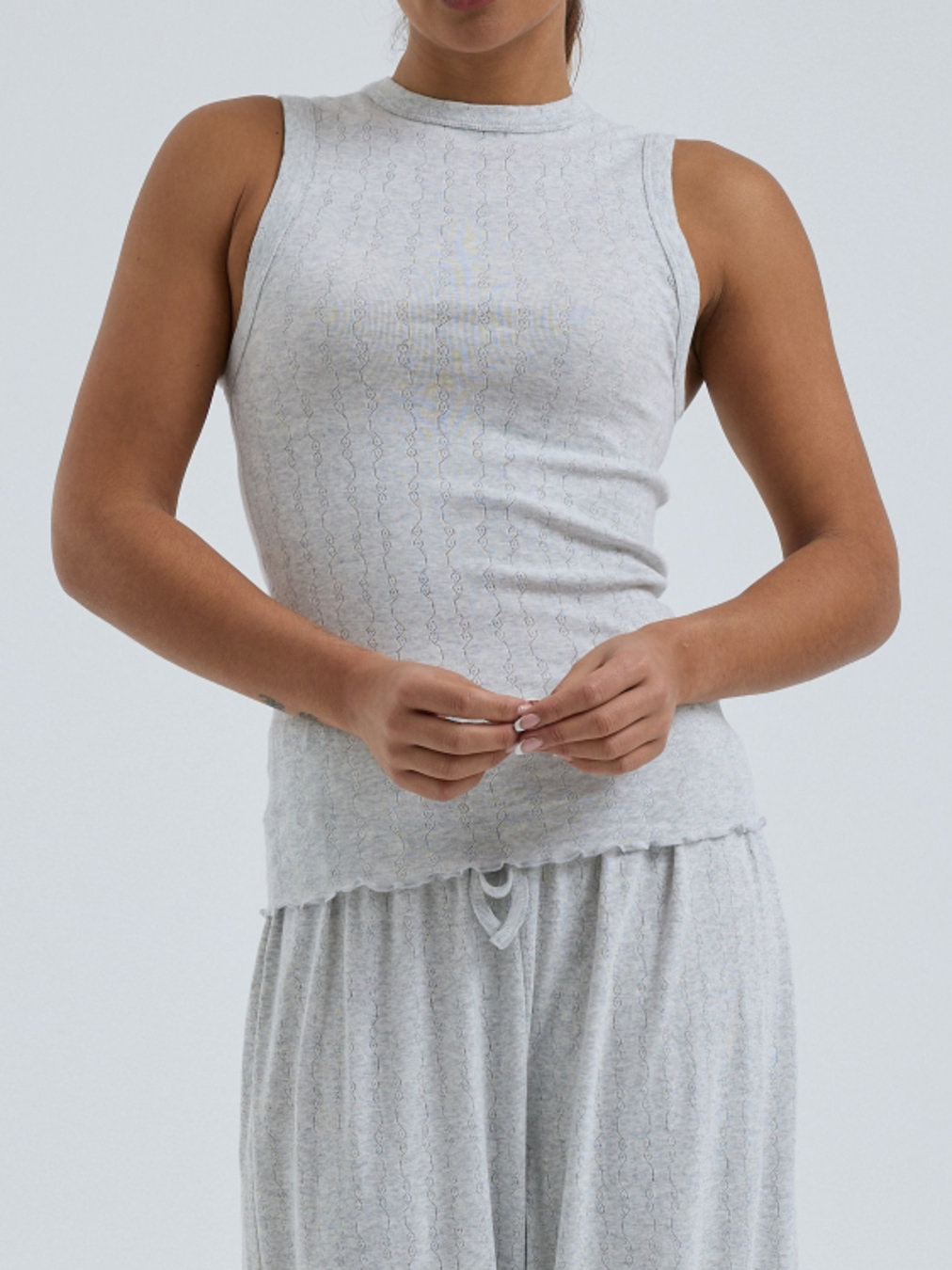 Seamless Basic – Top aus Baumwolle in Hellgrau