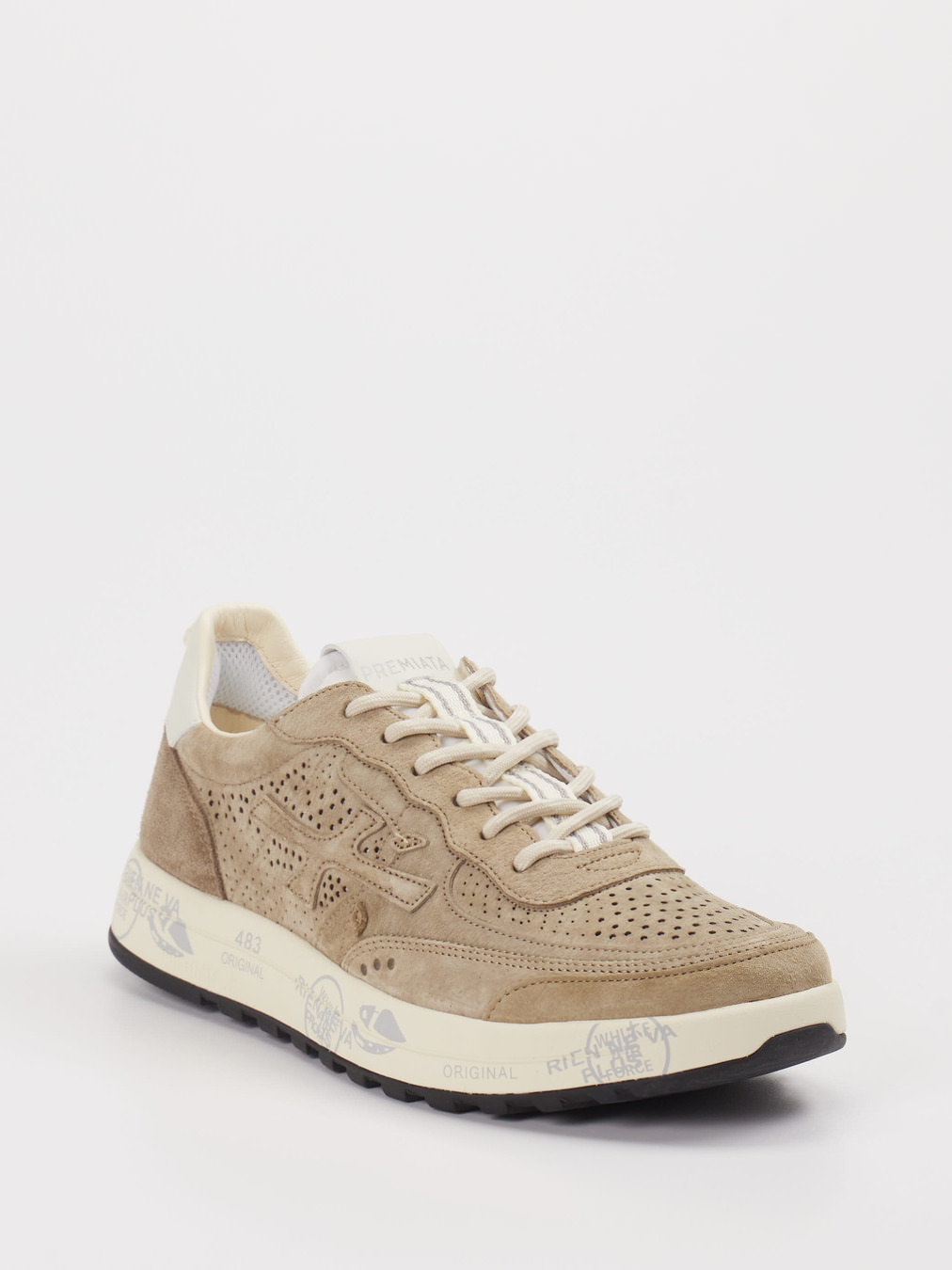 Premiata – Sneaker aus Veloursleder sandbeige
