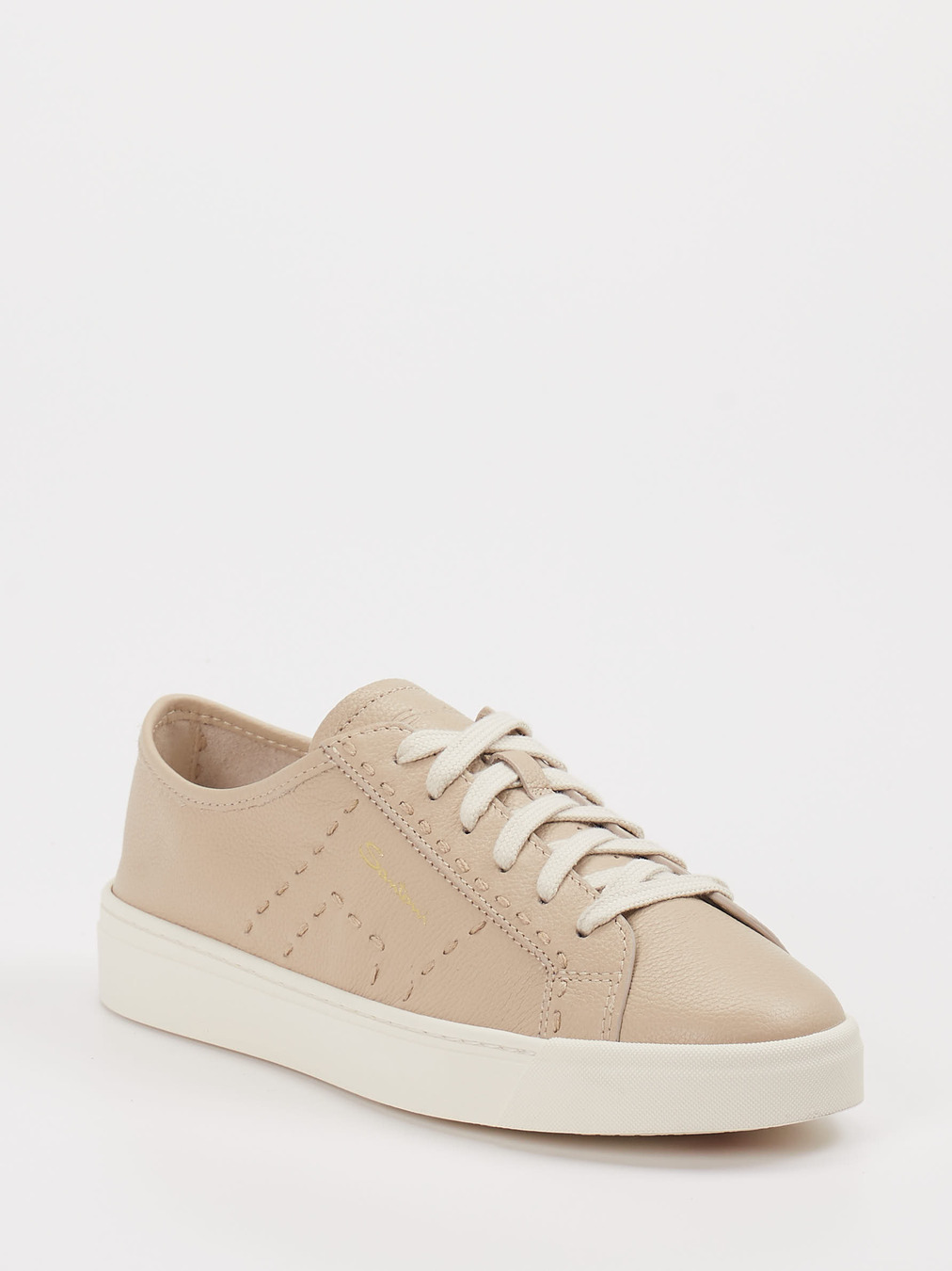 Santoni – Sneaker aus Kalbleder in Beigegrau