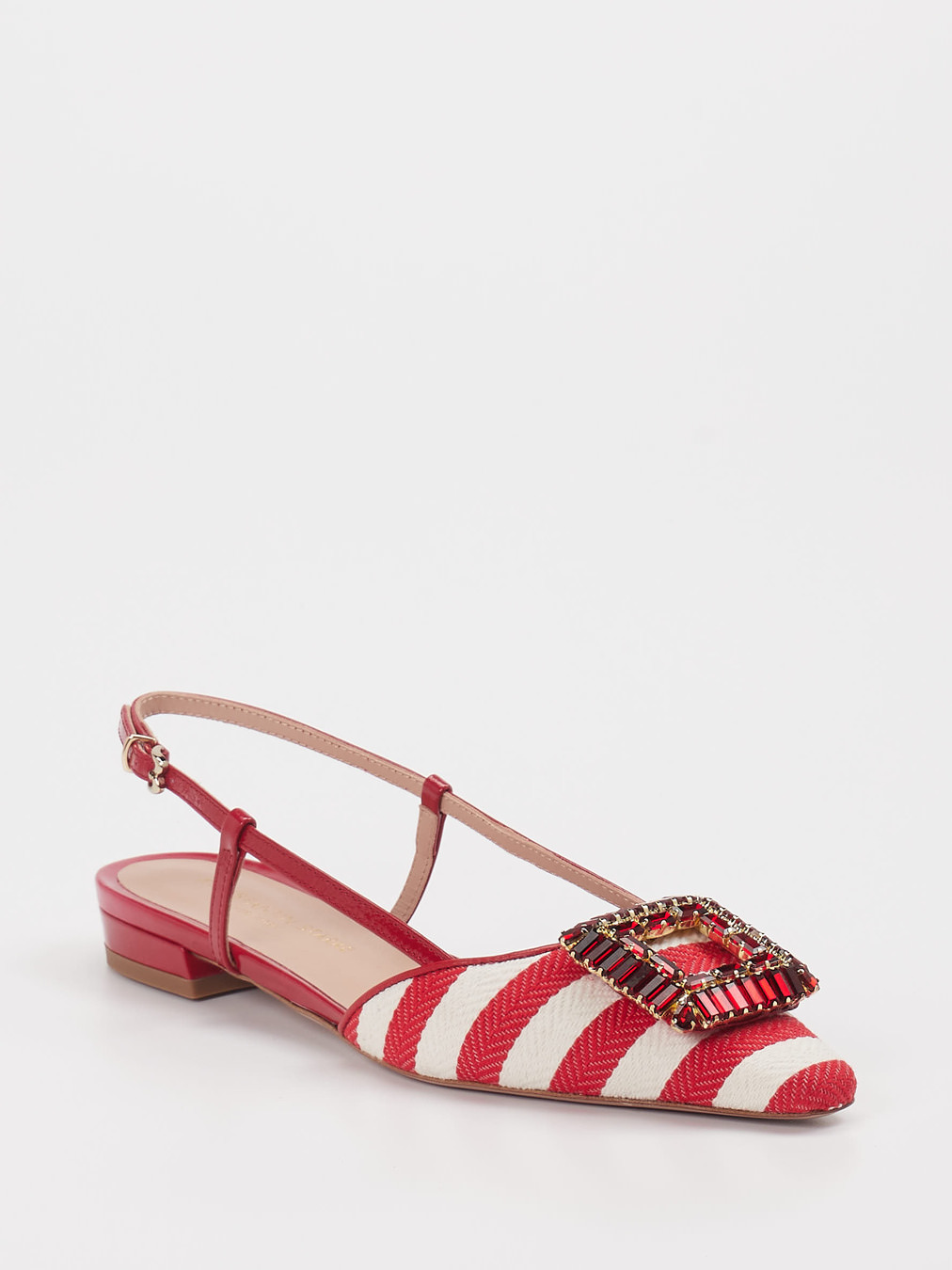 Konstantin Starke – Slingpumps aus Textil Rot-Weiß