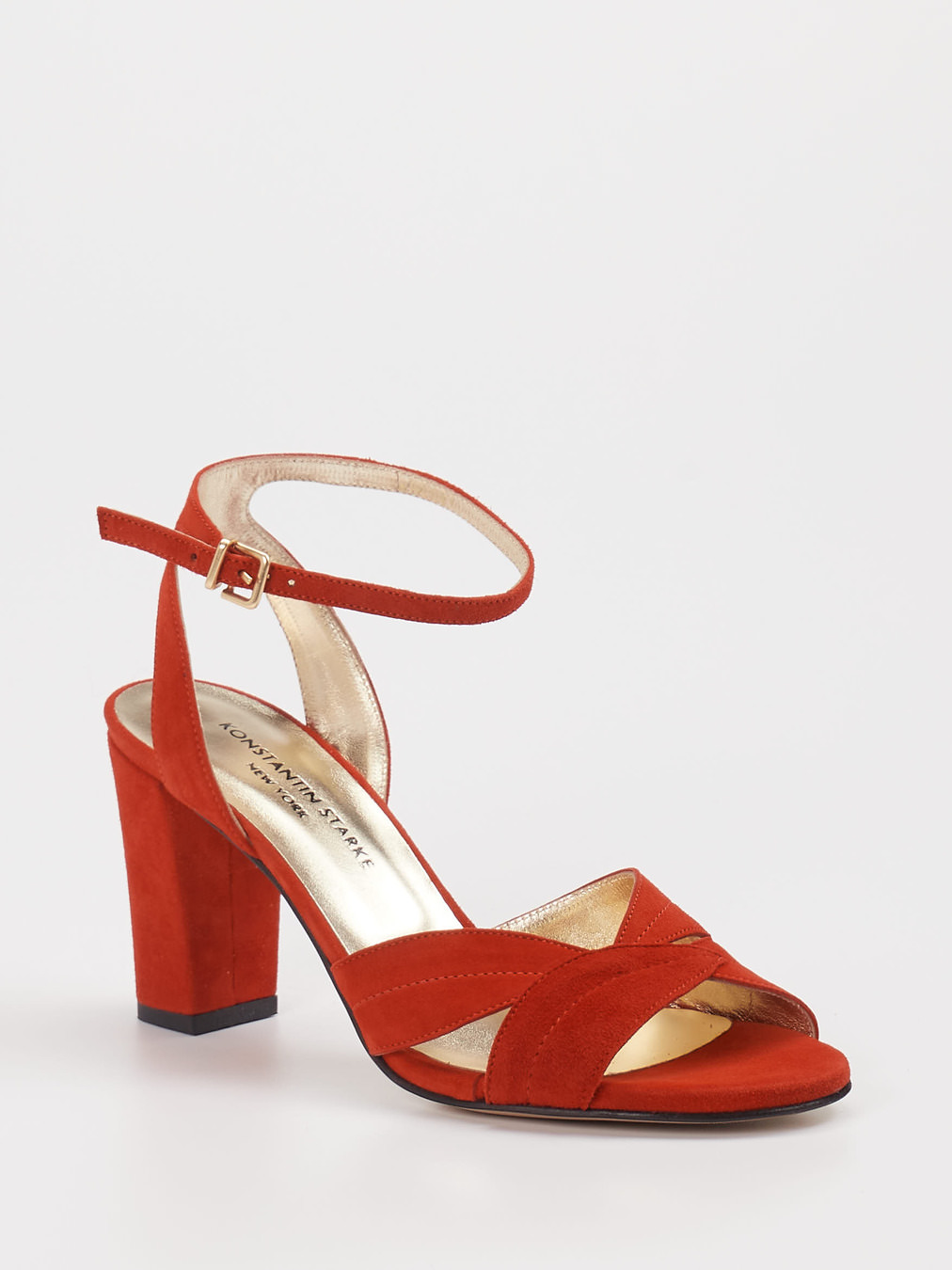Konstantin Starke – High Heel Sandale aus Veloursleder rot