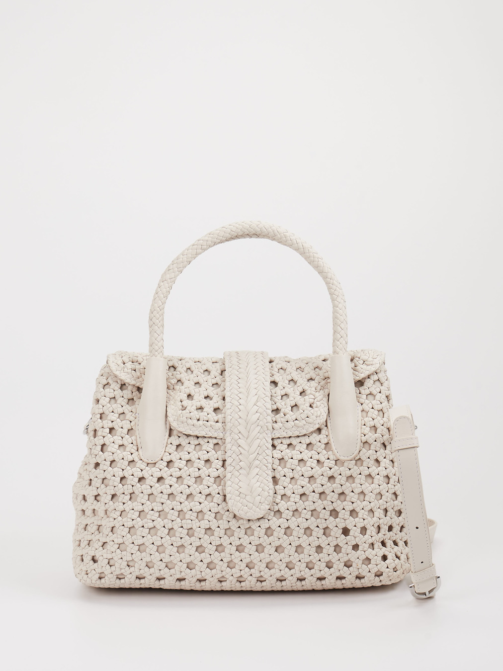Allan K – Tophandle-Tasche aus Flechtleder cremeweiß