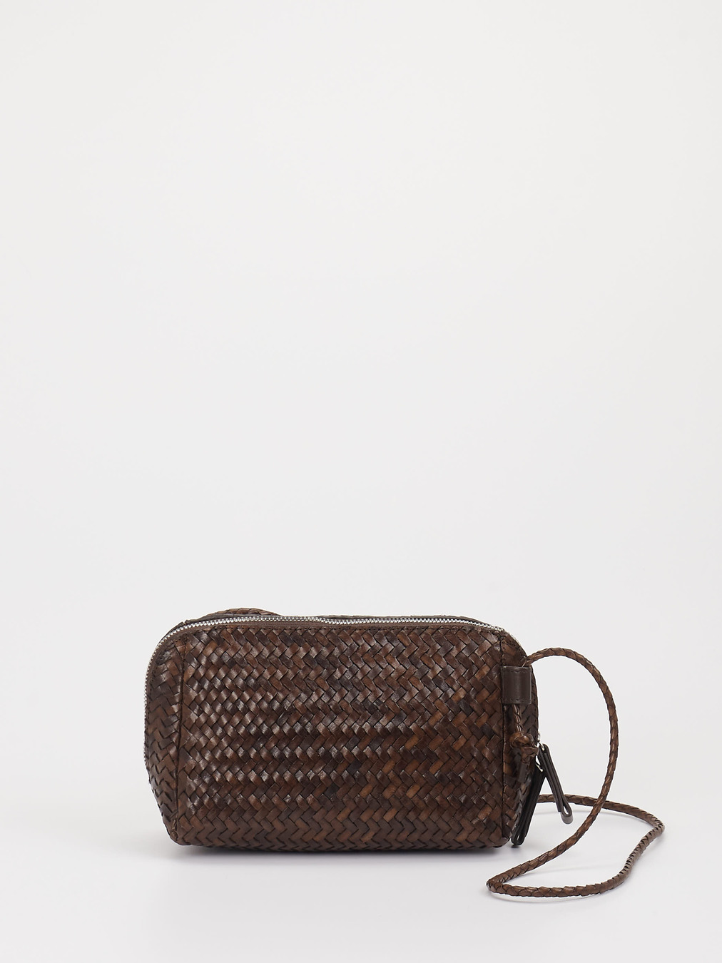 Allan K – Crossbody Bag aus Flechtleder Dunkelbraun