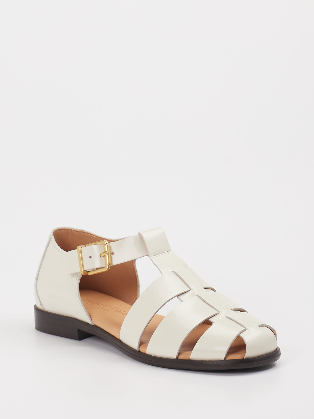 Marc O'Polo – Fischersandalen aus Lackleder cremeweiß