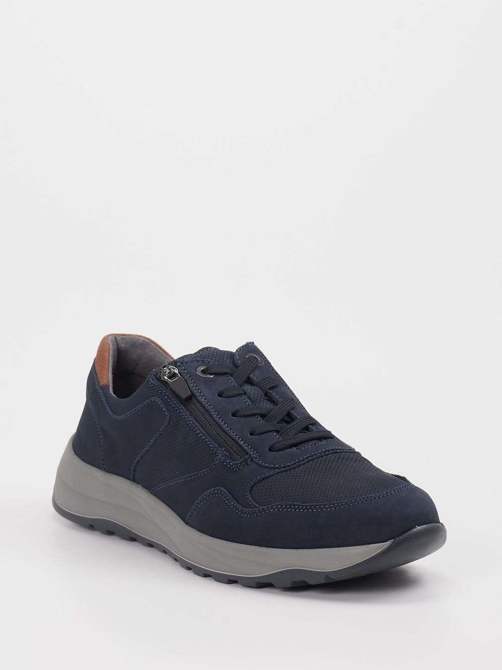 Waldläufer – Sneaker aus Leder und Mesh marineblau