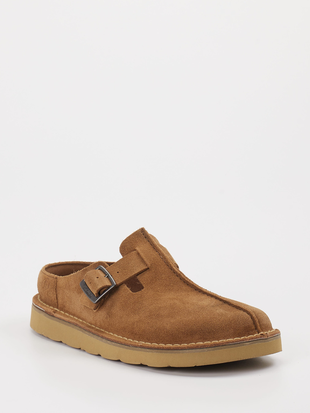 Clarks – Pantolette aus Veloursleder cognacbraun