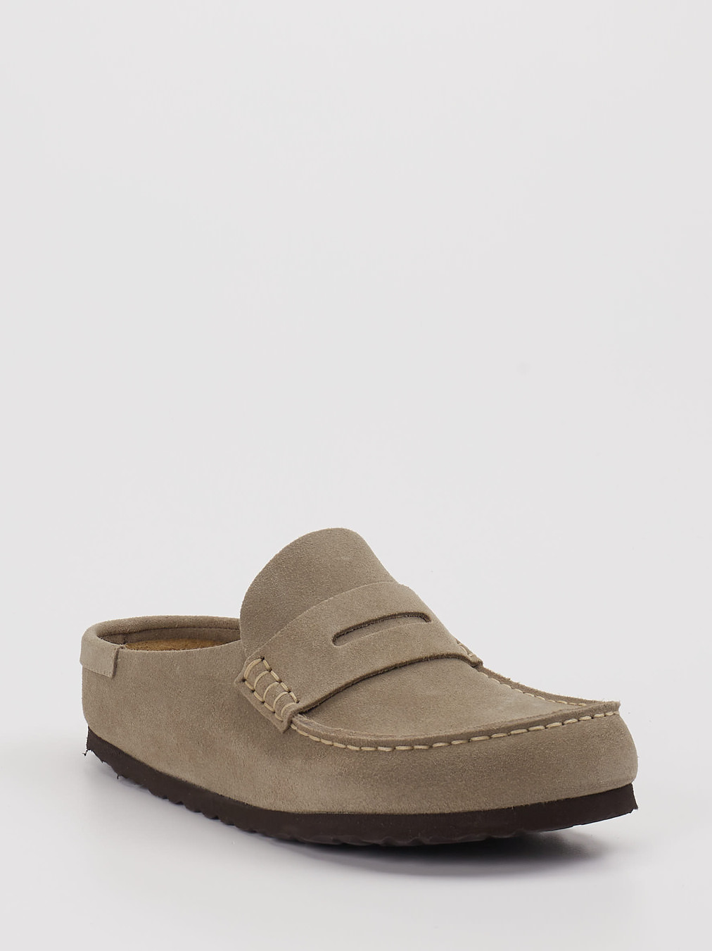 Birkenstock – Pantolette aus Veloursleder Taupe