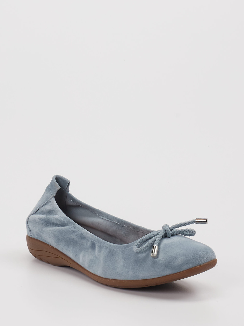 Josef Seibel – Ballerina aus Veloursleder taubenblau