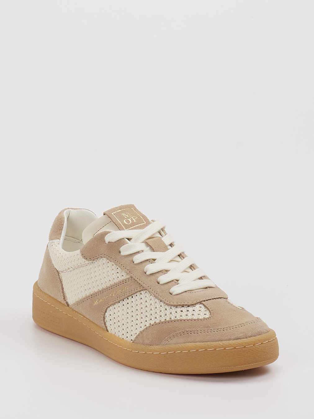 Marc O’Polo – Sneaker aus Velour/Textil Beige