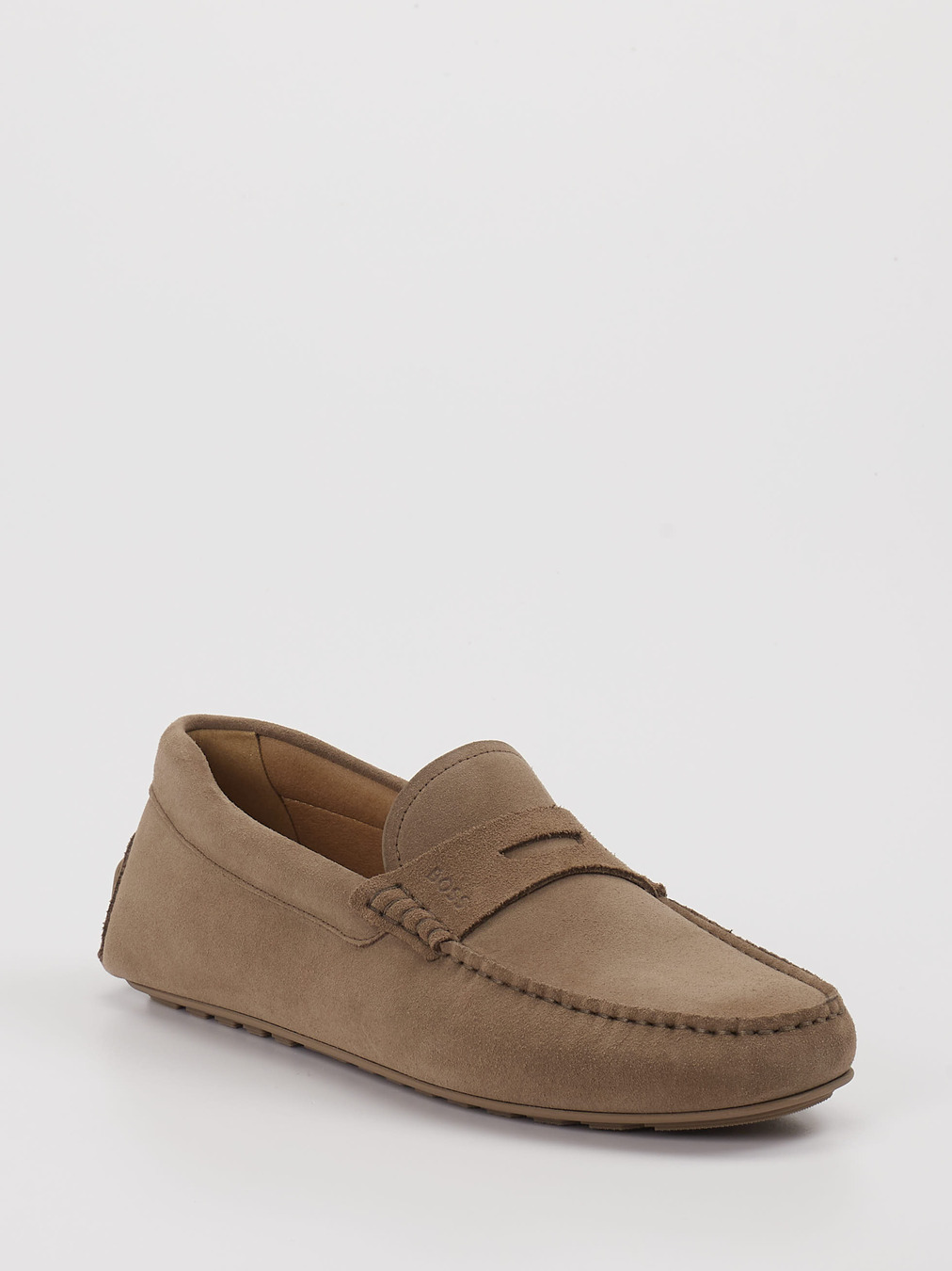 Boss – Loafer aus Veloursleder taupe