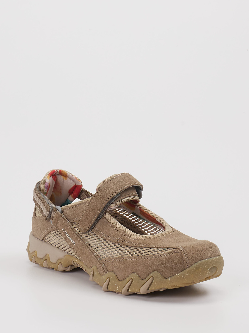 Allrounder – Spangenschuh aus Velour/Textil Beige