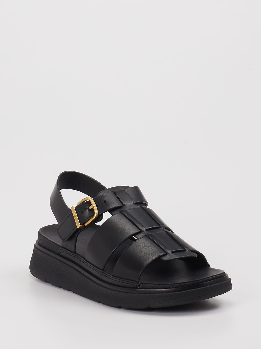 FitFlop – Sandale aus Lackleder Schwarz Plateau