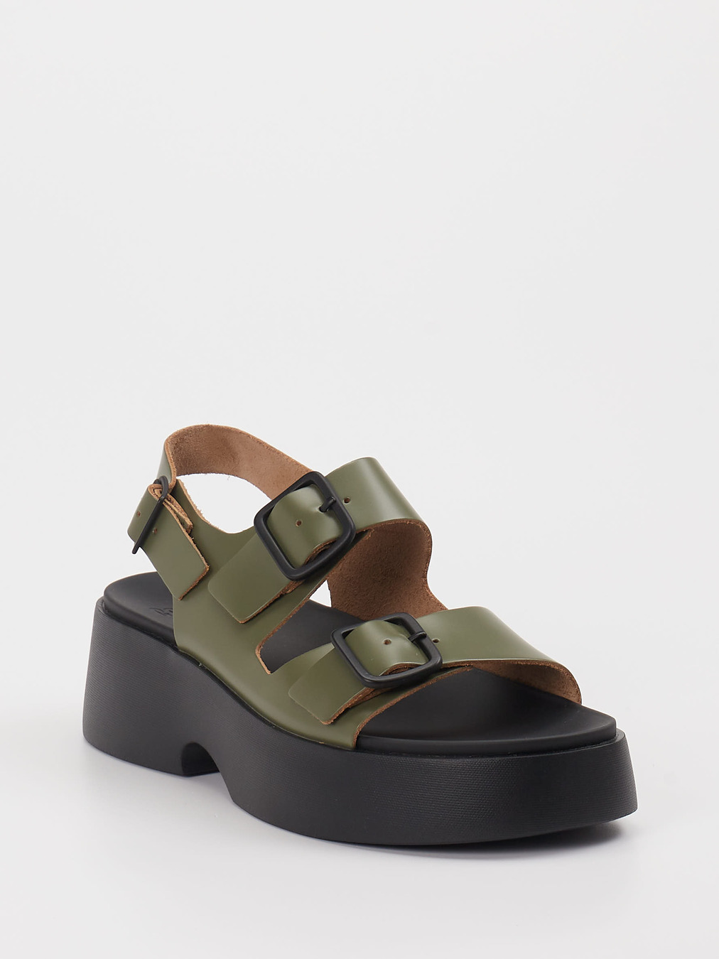 Camper – Plateau-Sandalen aus Kalbleder grün