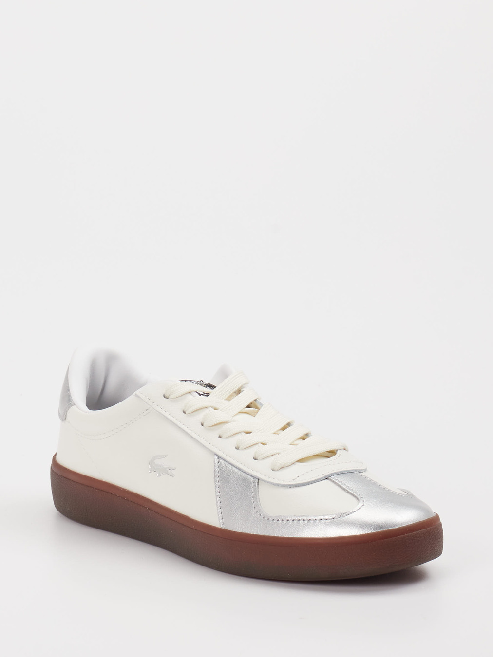 Lacoste – Sneaker aus Leder weiß Metallic