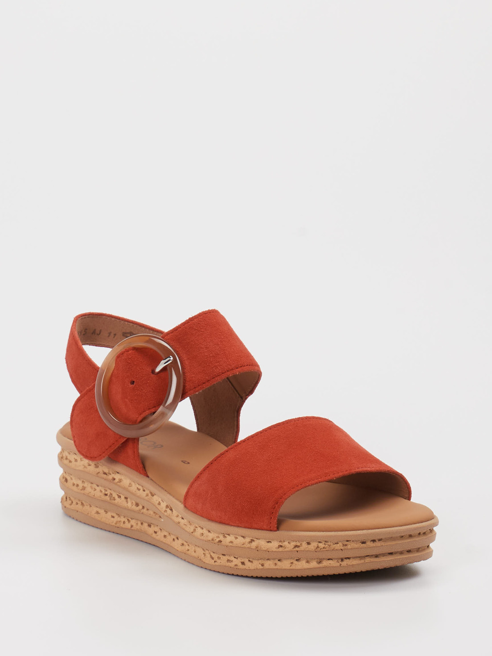 Gabor – Keilsandalette aus Veloursleder Terrakotta