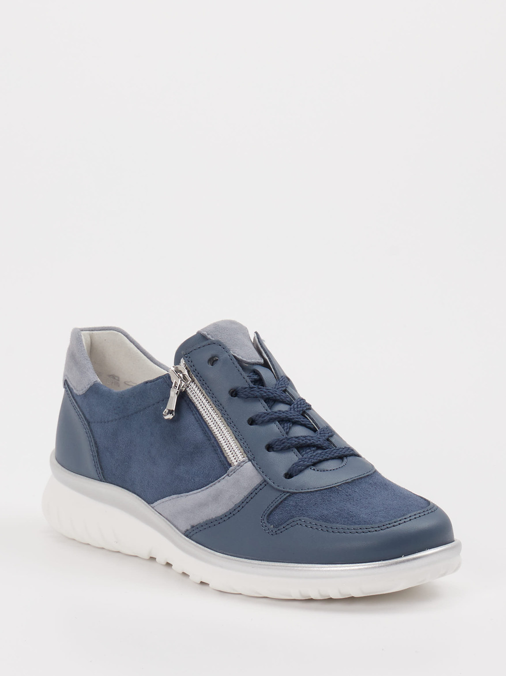 Semler – Sneaker aus Velour/Leder Blau Reißverschluss