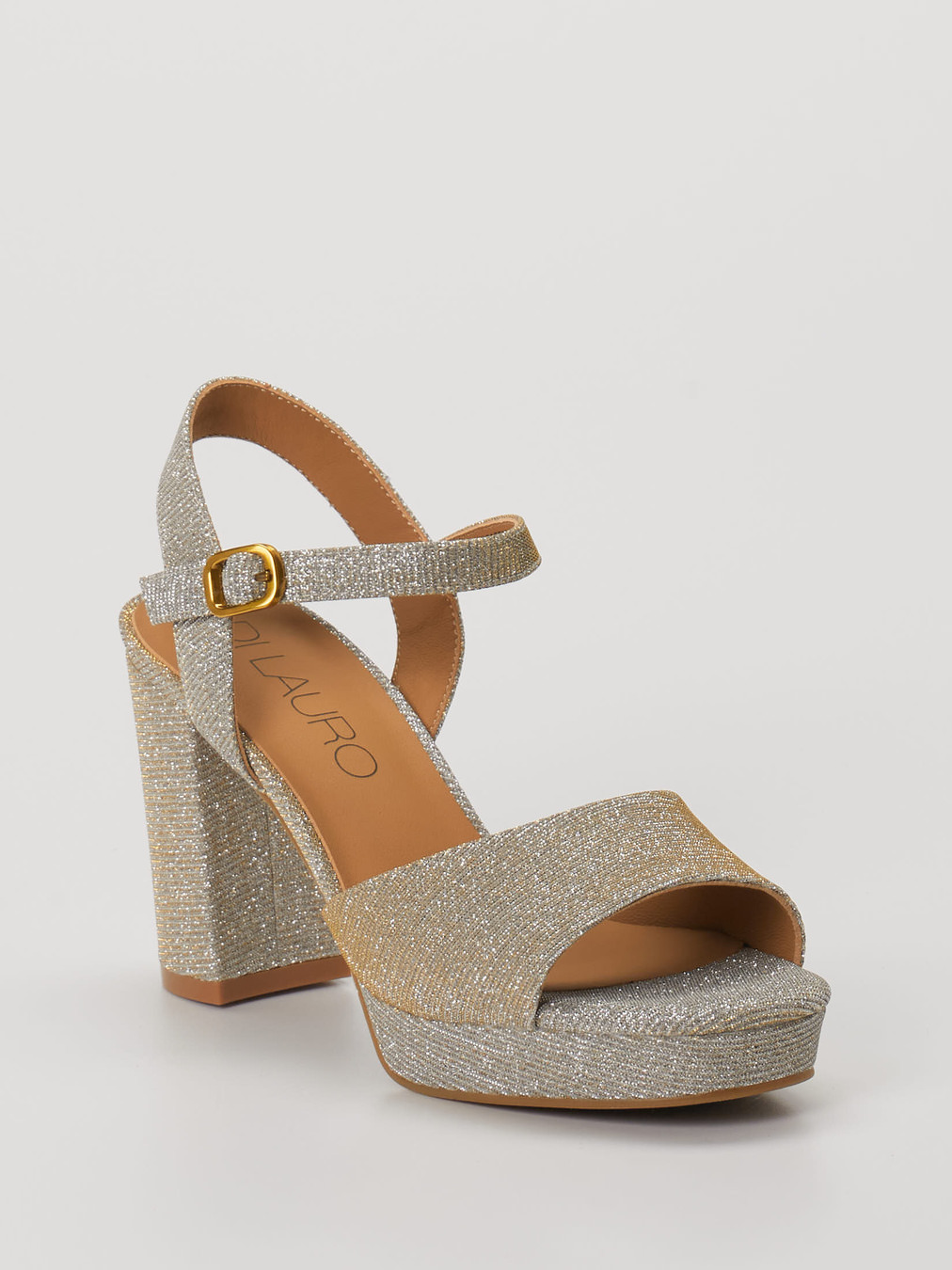 Di Lauro – Plateau-Sandalette aus Metallic Silber
