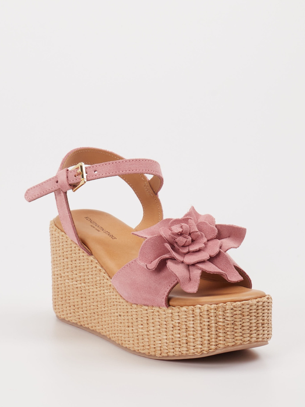 Konstantin Starke – Keilsandalette aus Veloursleder rosa