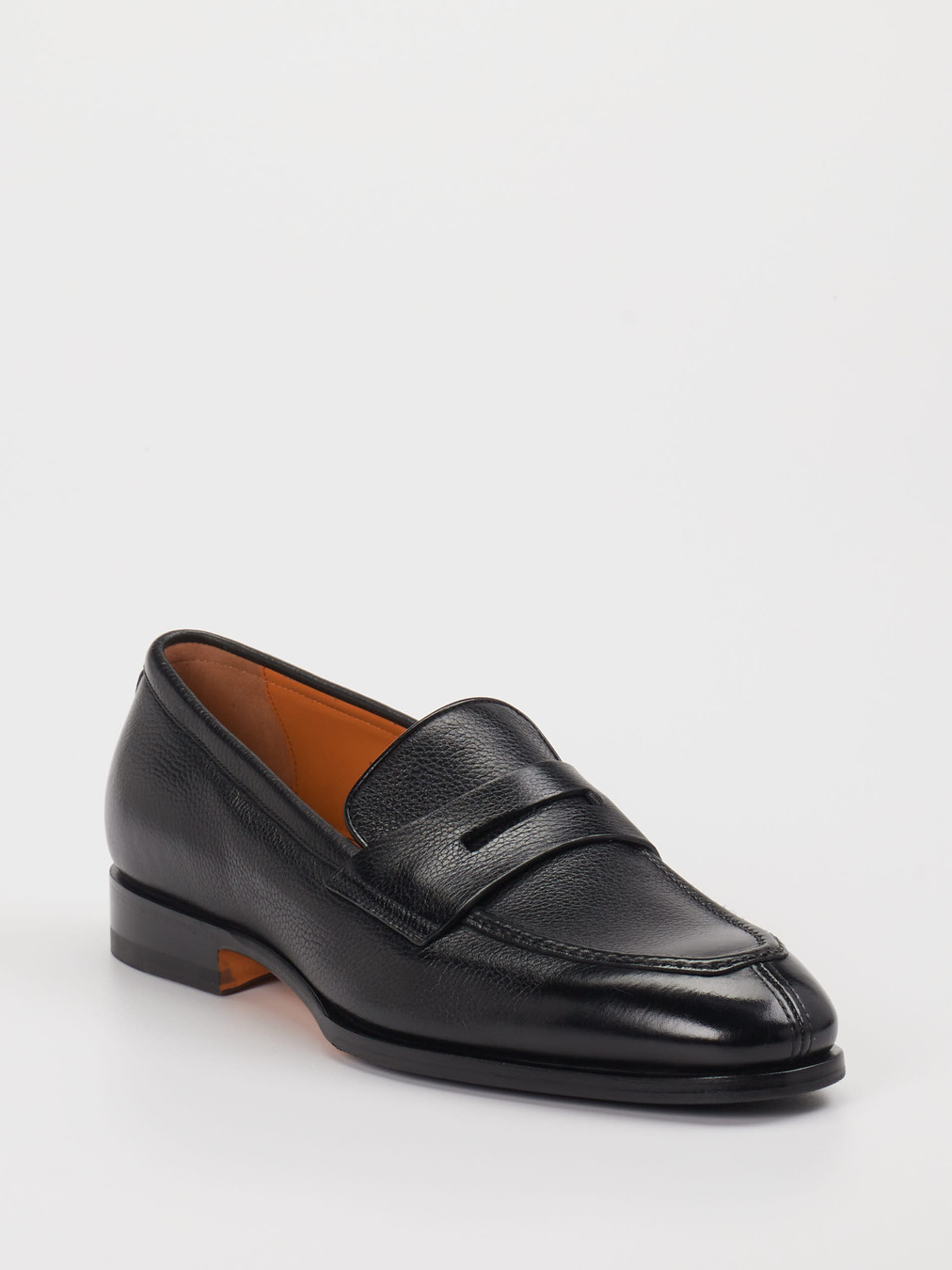 Santoni – Penny Loafer aus Kalbleder Schwarz