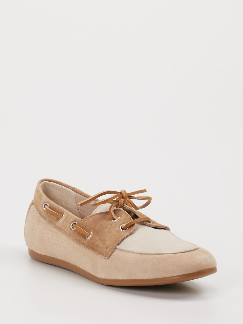 Andrea Puccini – Bootsschuhe aus Veloursleder Beige