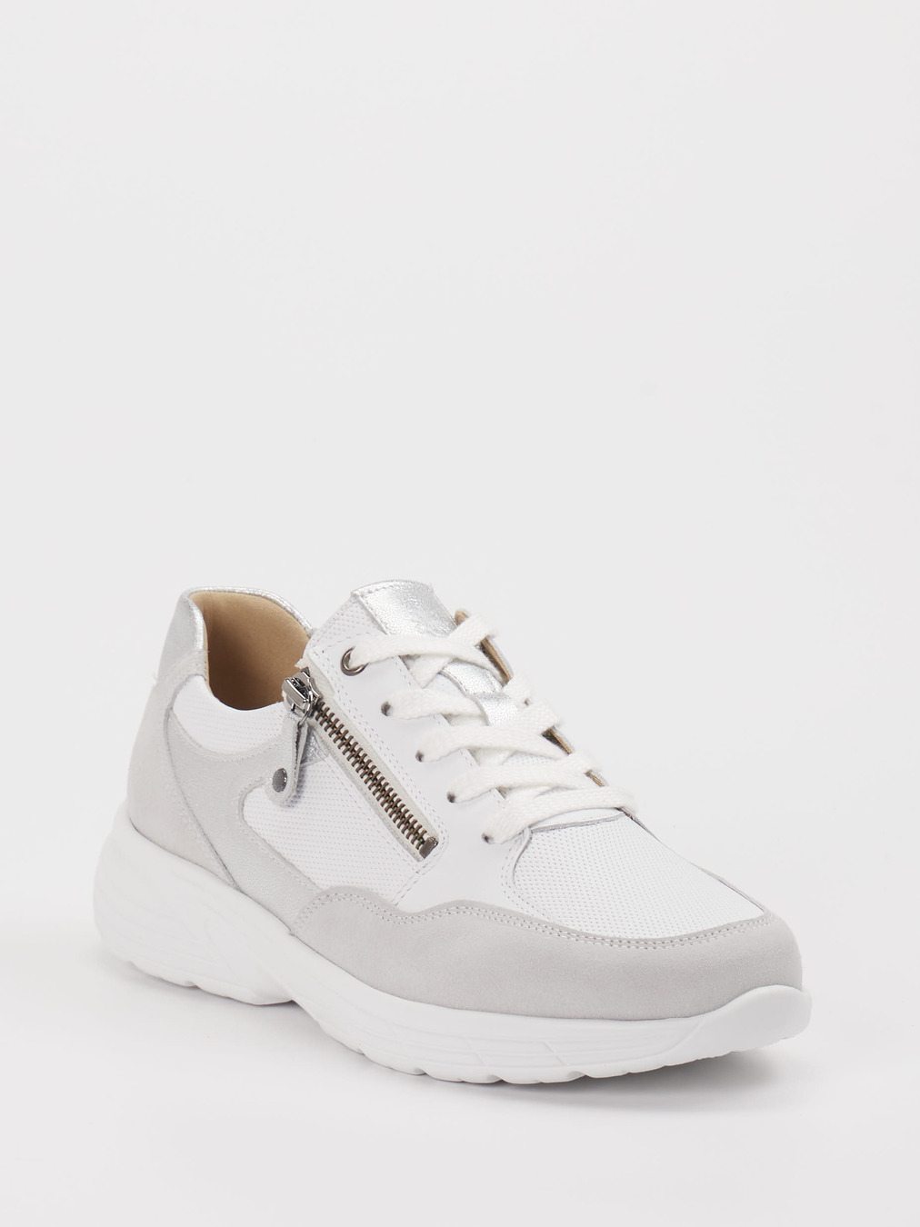 Hartjes – Sneaker aus Leder Textil weiß-silber