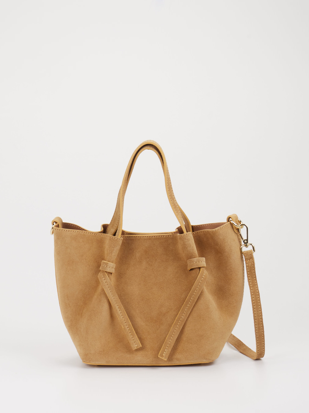 Konstantin Starke – Schultertasche aus Veloursleder Beige