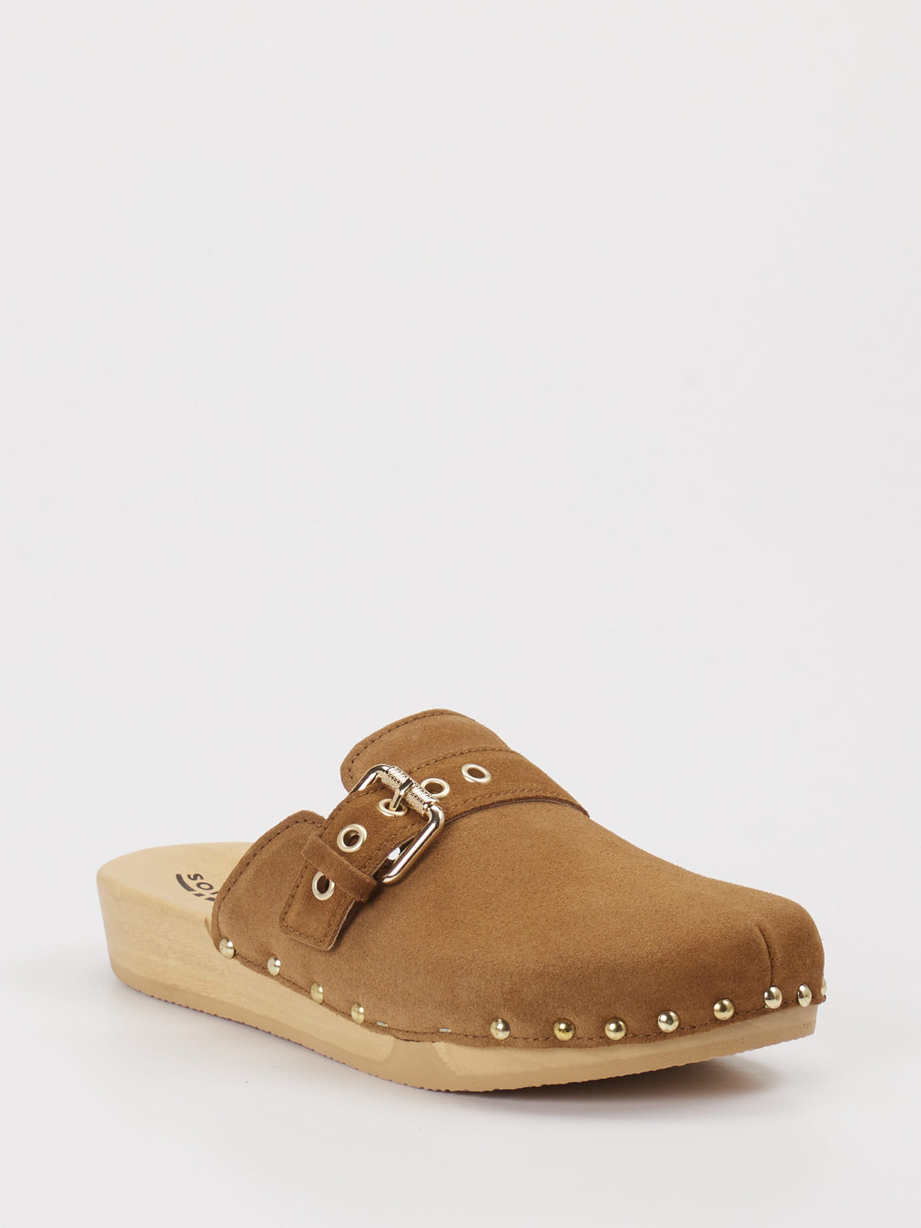 Softclox – Pantolette aus Veloursleder Cognacbraun