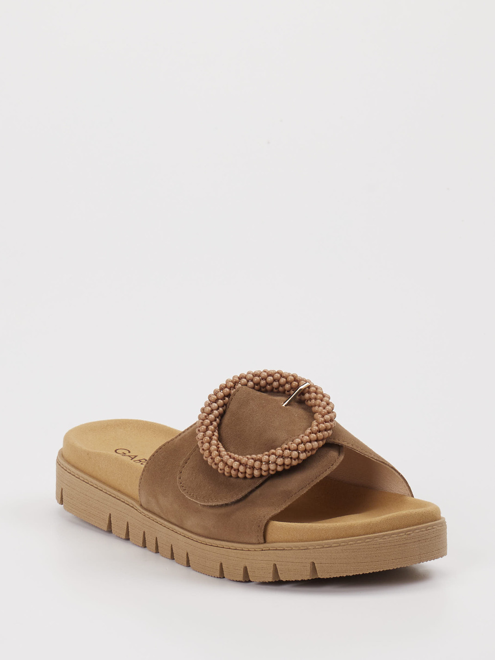 Gabor – Pantolette aus Veloursleder camelbraun